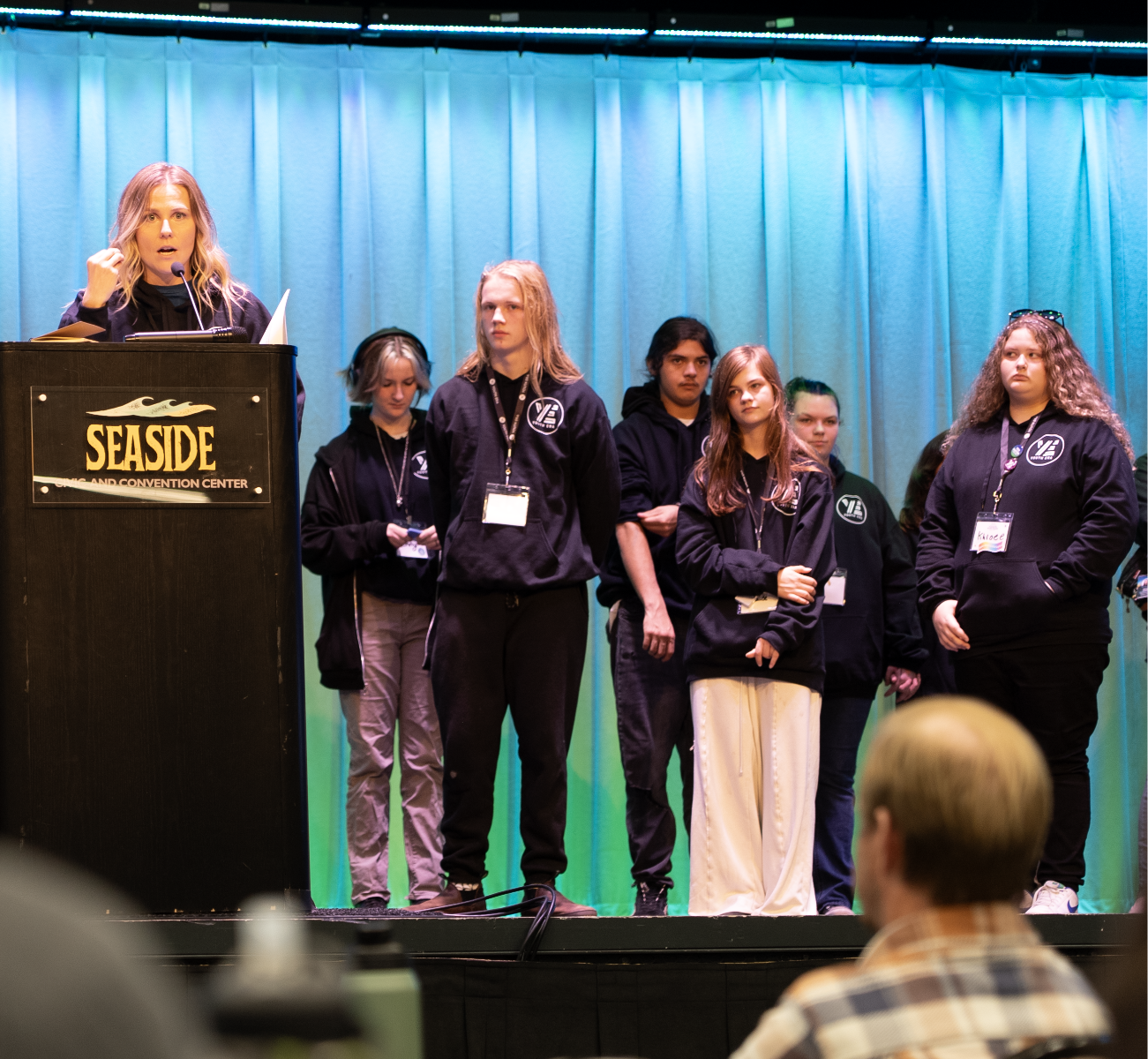 Young people participate in a panel at the Columbia Pacific 2024 Community Health Summit. 